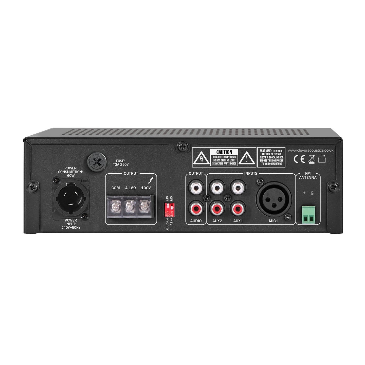 Clever Acoustics MA1060 60W 100V Mixer Amplifier with MP3 Bluetooth and FM Radio - Alternate View 1