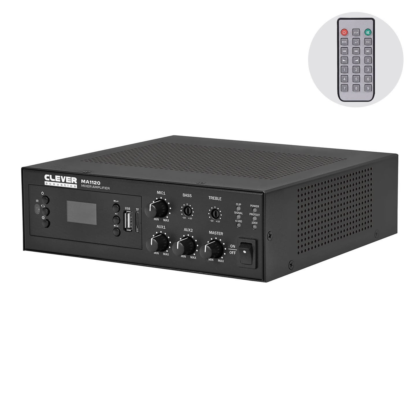 Clever Acoustics MA1120 120W 100V Mixer Amplifier with MP3 Bluetooth and FM Radio - Alternate View 1