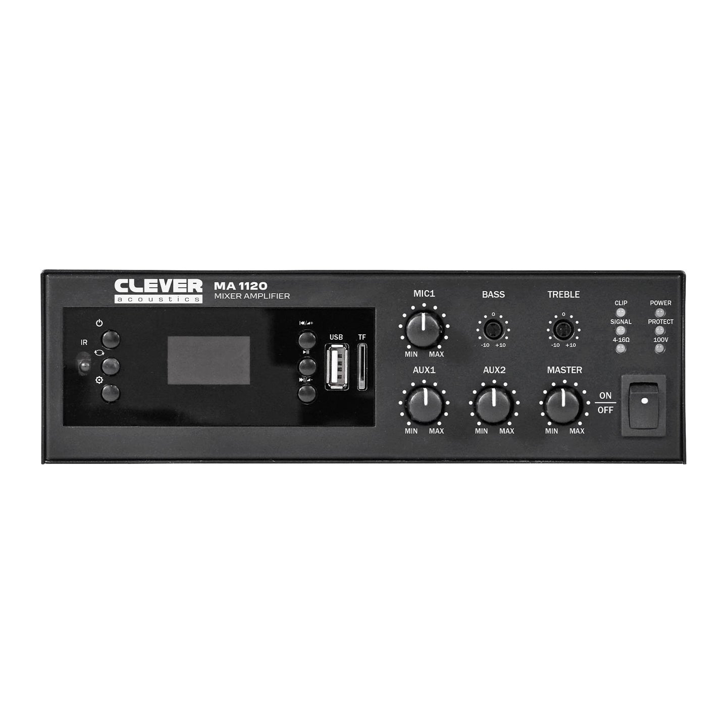 Clever Acoustics MA1120 120W 100V Mixer Amplifier with MP3 Bluetooth and FM Radio - Main View