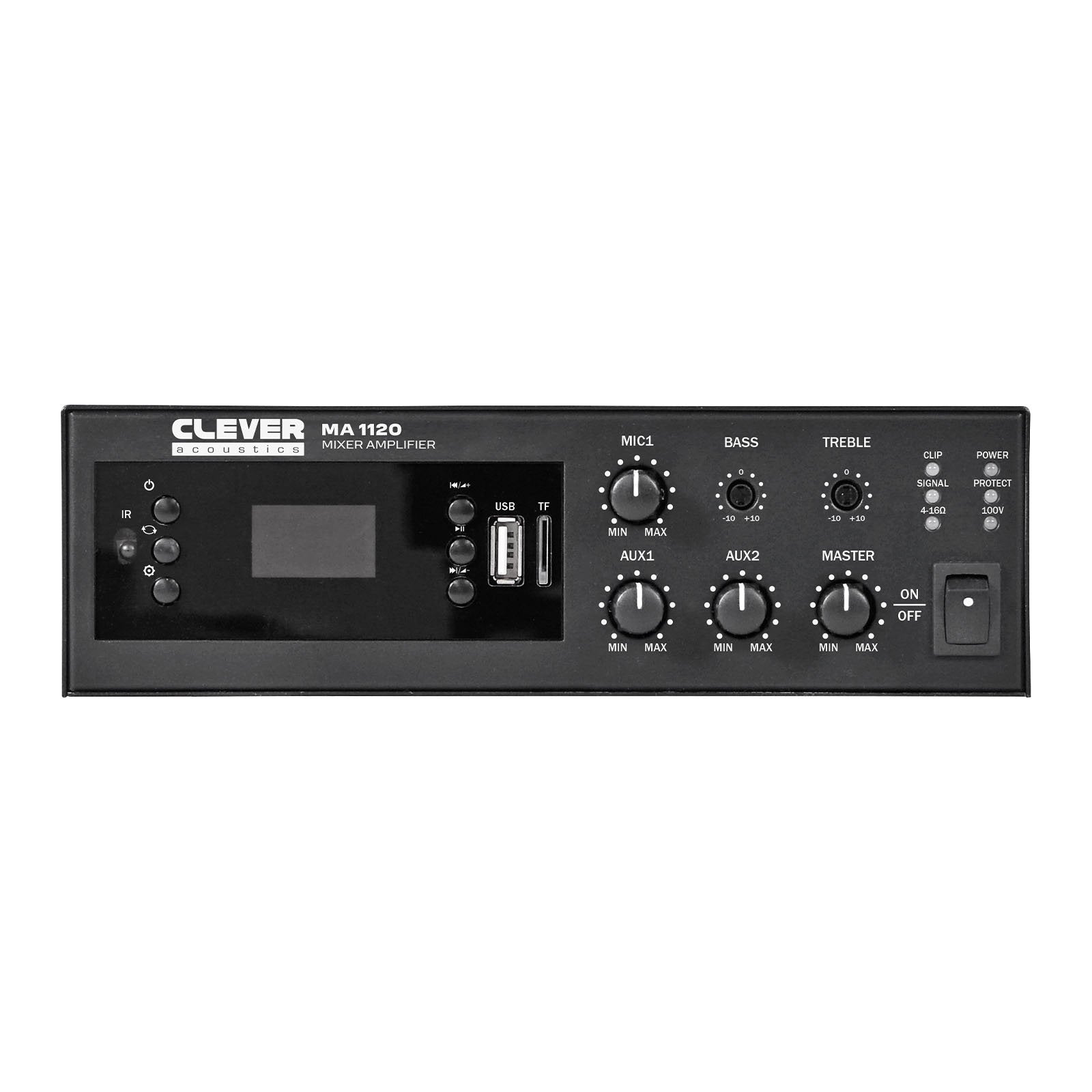 Clever Acoustics MA1120 120W 100V Mixer Amplifier with MP3 Bluetooth and FM Radio - Main View