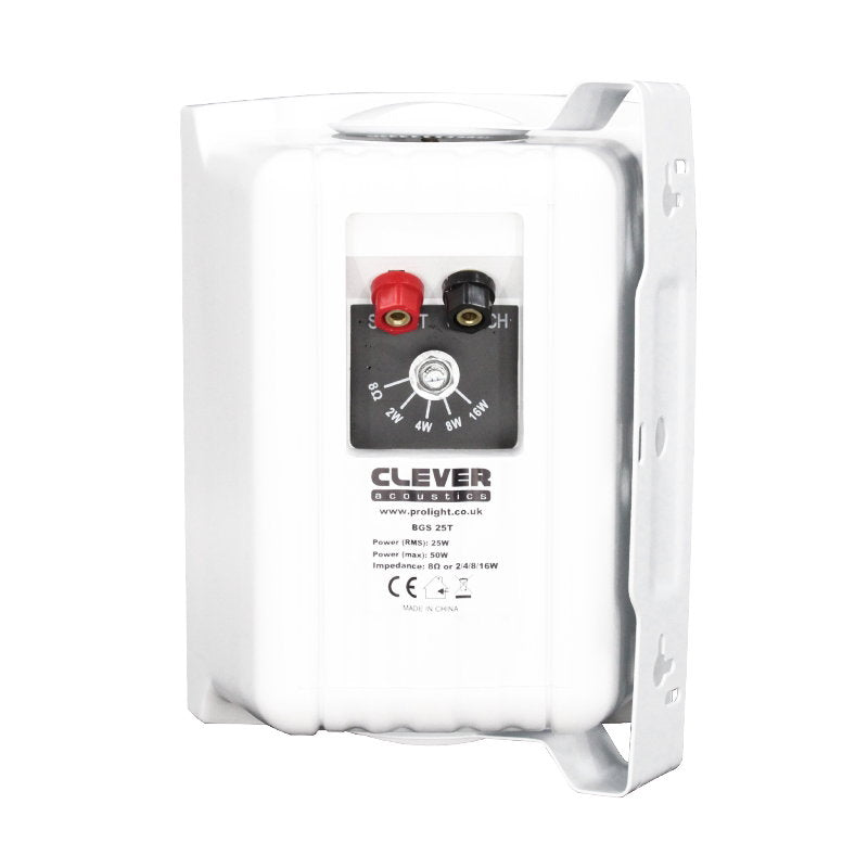 Clever Acoustics BGS 25T White 100V Speakers (Pair) - Back Panel and Connections