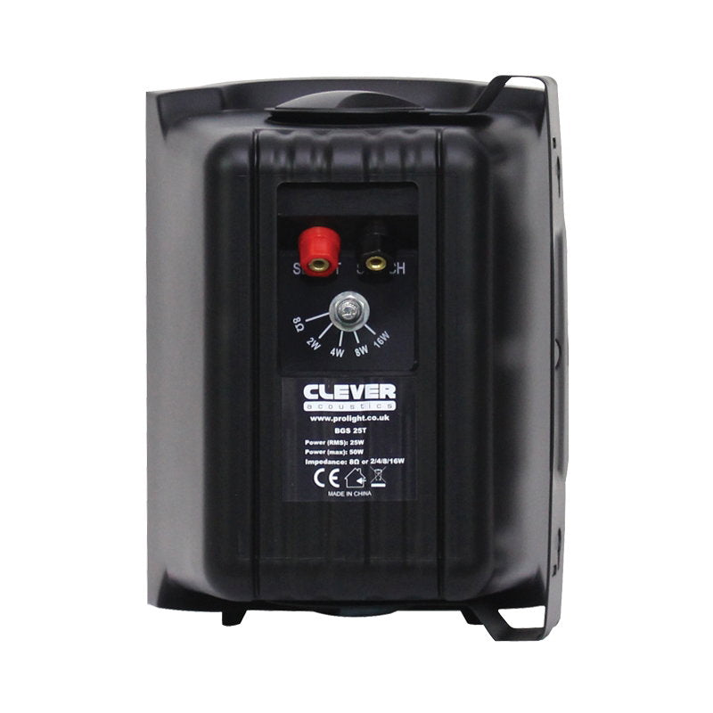 Clever Acoustics BGS 25T Black 100V Speakers (Pair) - Back Panel and Connections