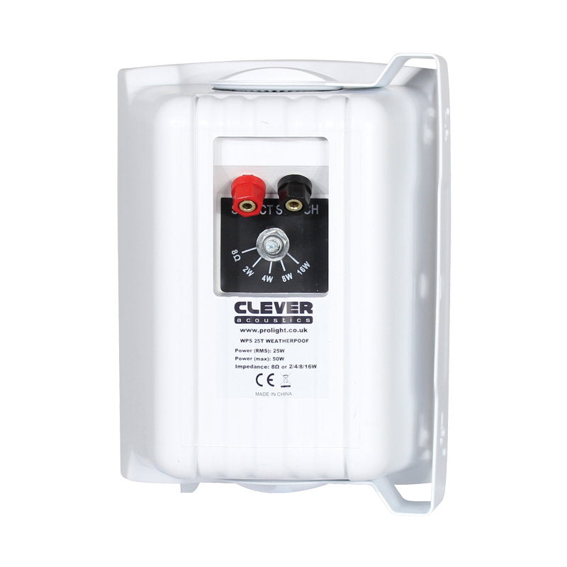 Clever Acoustics WPS 25T White 100V Weatherproof Speakers (Pair) - Back Panel and Connections