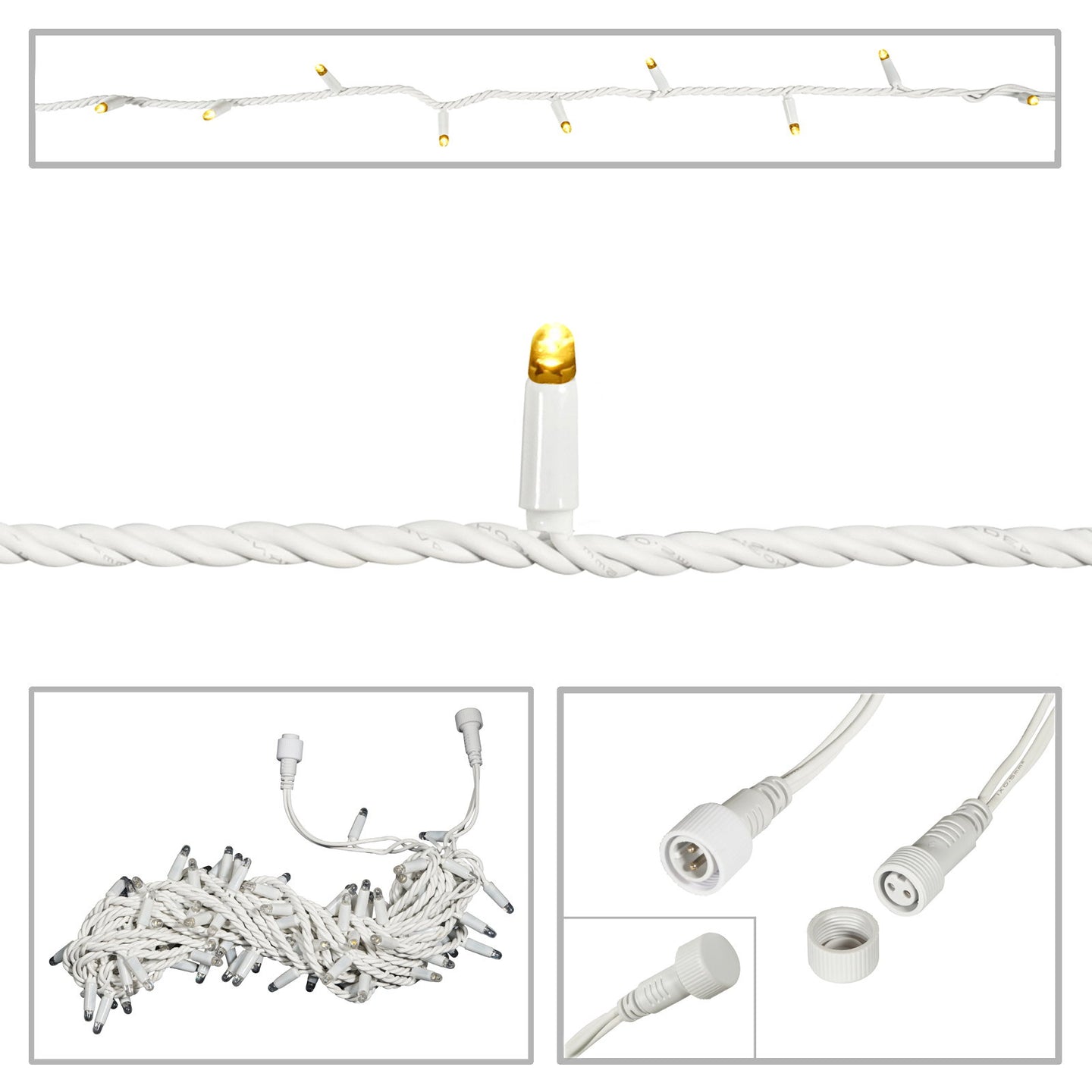 Elumen8 White Rubber Connectable Dimmable LED String Lights Warm White 10m - Main View