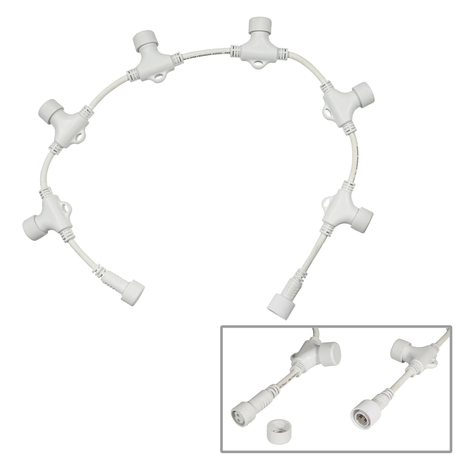 Elumen8 White String/Net Lights Adaptor Cable - 1 In 6 Out 0.7m - Main View