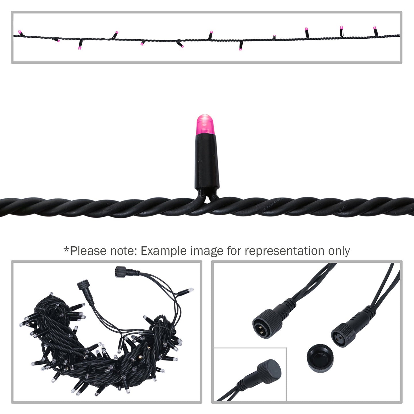 Elumen8 Rubber Connectable Dimmable LED String Lights Pink 10m - Main View