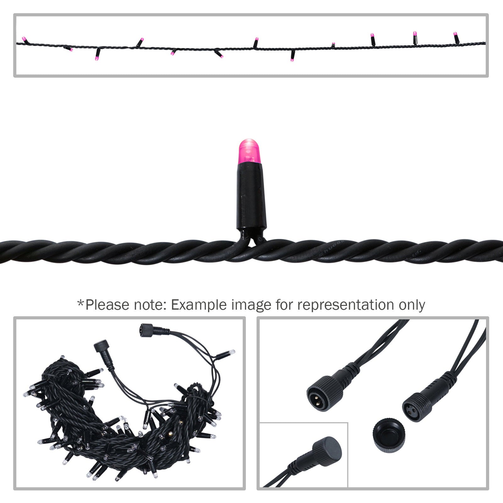 Elumen8 Rubber Connectable Dimmable LED String Lights Pink 10m - Main View