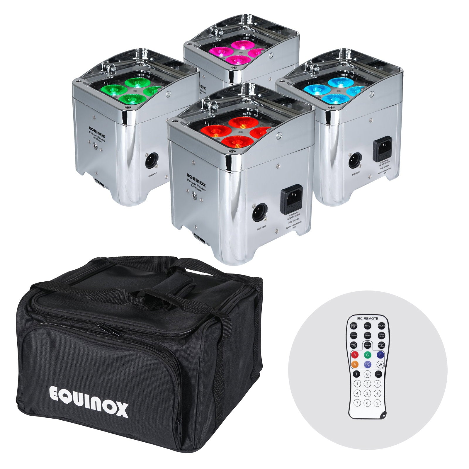Equinox Colour Raider Lithium Battery Uplighter Pack (Chrome Housing) - Alternate View 1