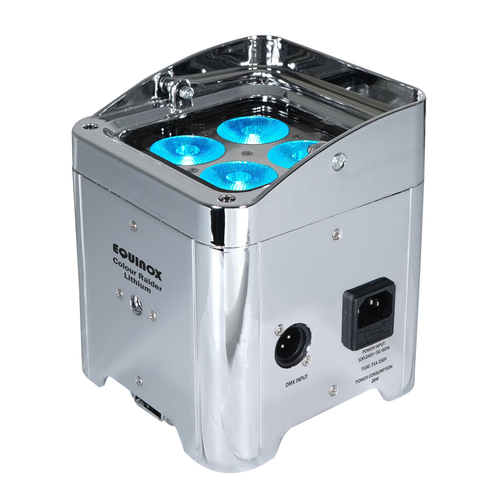 Equinox Colour Raider Lithium Battery Uplighter Pack (Chrome Housing) - Main View