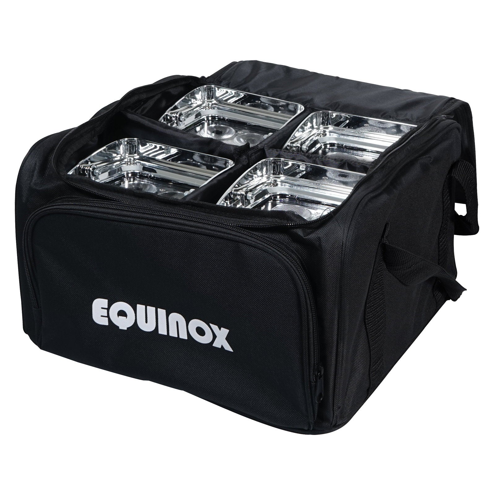 Equinox Colour Raider Lithium Battery Uplighter Pack (Chrome Housing) - Back Panel and Connections
