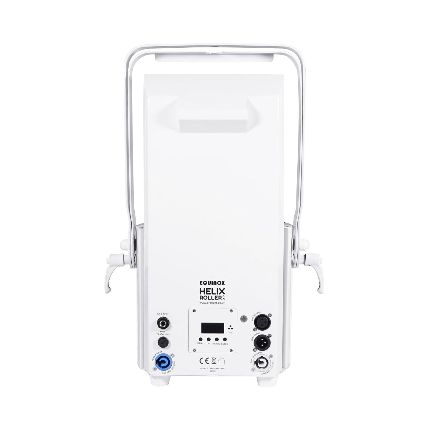 Equinox Helix Roller XP 150W Barrel (White Housing) - Back Panel and Connections