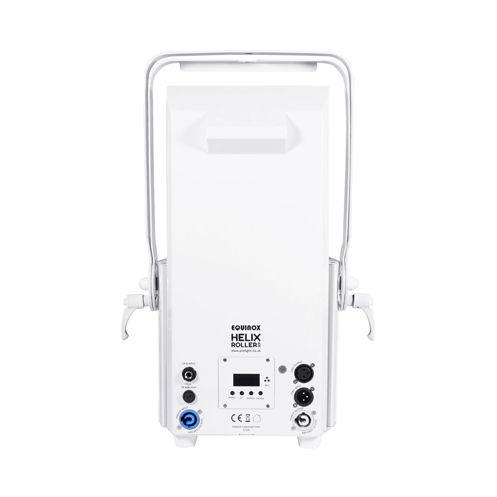 Equinox Helix Roller XP 150W Barrel (White Housing) - Back Panel and Connections