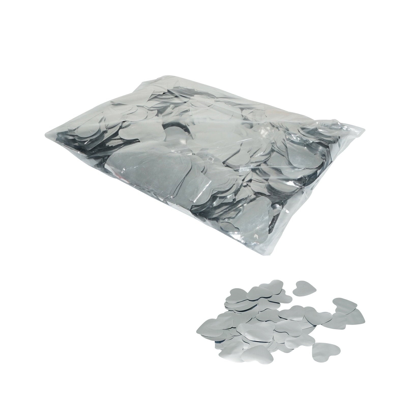 Equinox Loose Confetti Hearts 55mmØ - Metallic Silver 1kg - Main View