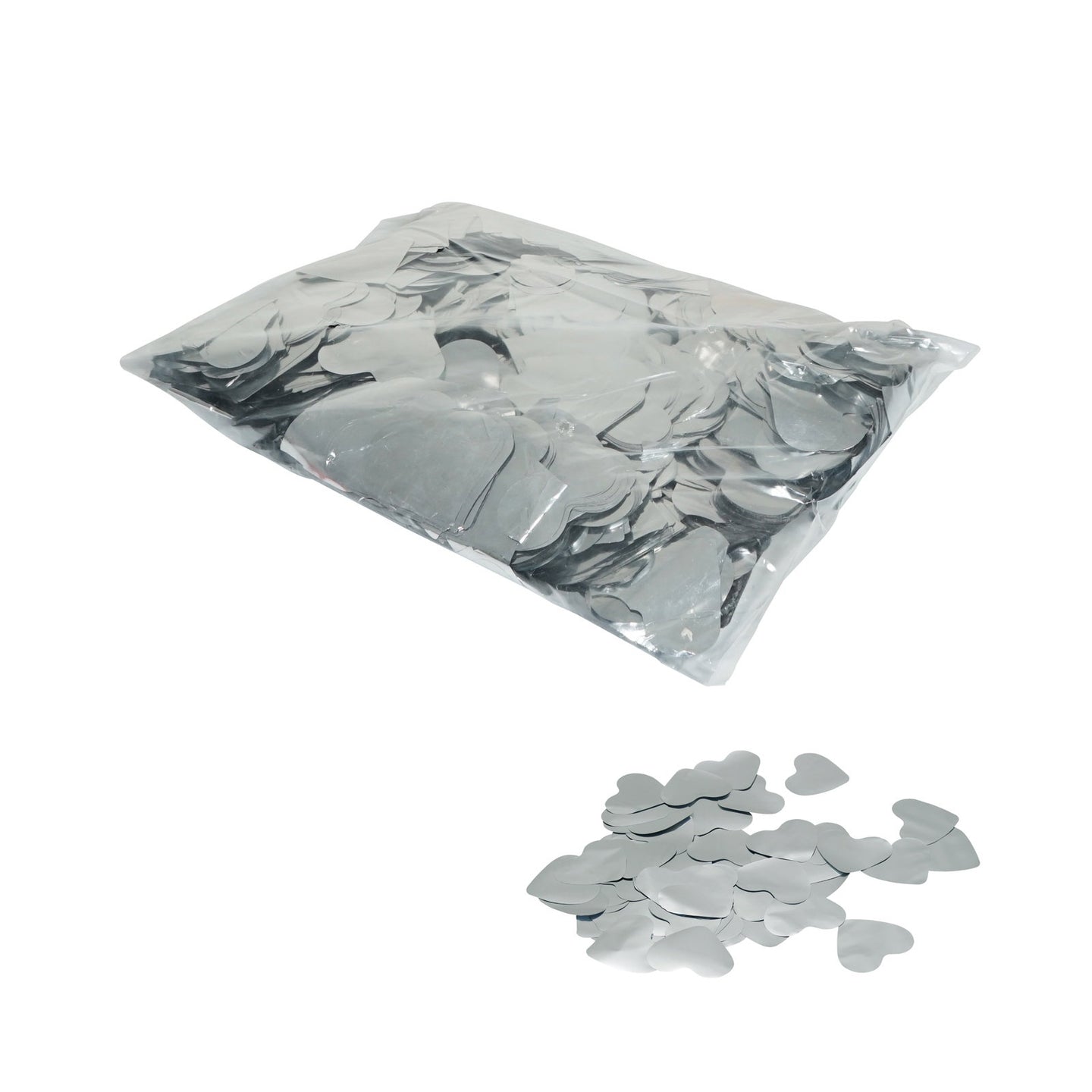 Equinox Loose Confetti Hearts 55mmØ - Metallic Silver 1kg - Main View