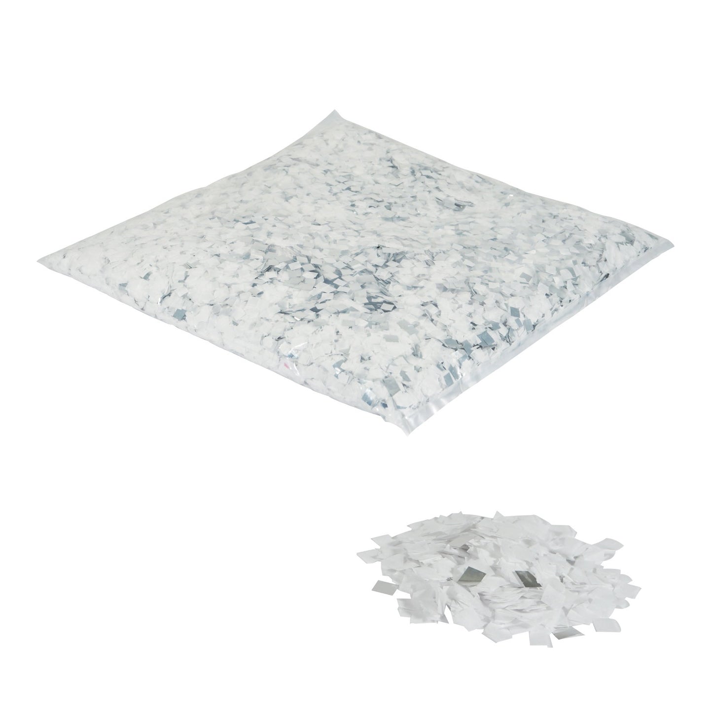 Equinox Loose Confetti 10 x 10mm - White and Silver Metallic 1kg - Main View