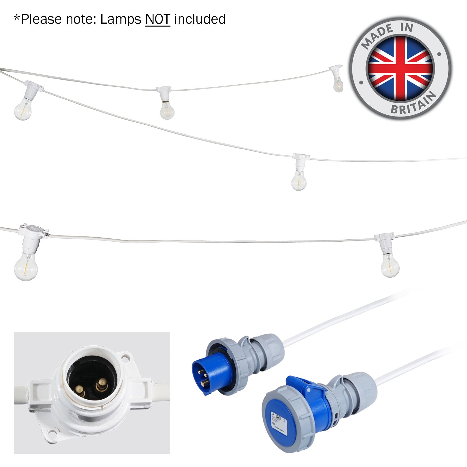 Elumen8 25m BC Heavy Duty White Rubber Festoon 0.33m Spacing - Alternate View 1
