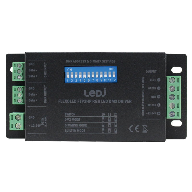 LEDJ Flexoled FTP3HP RGB LED DMX Driver - Back Panel and Connections