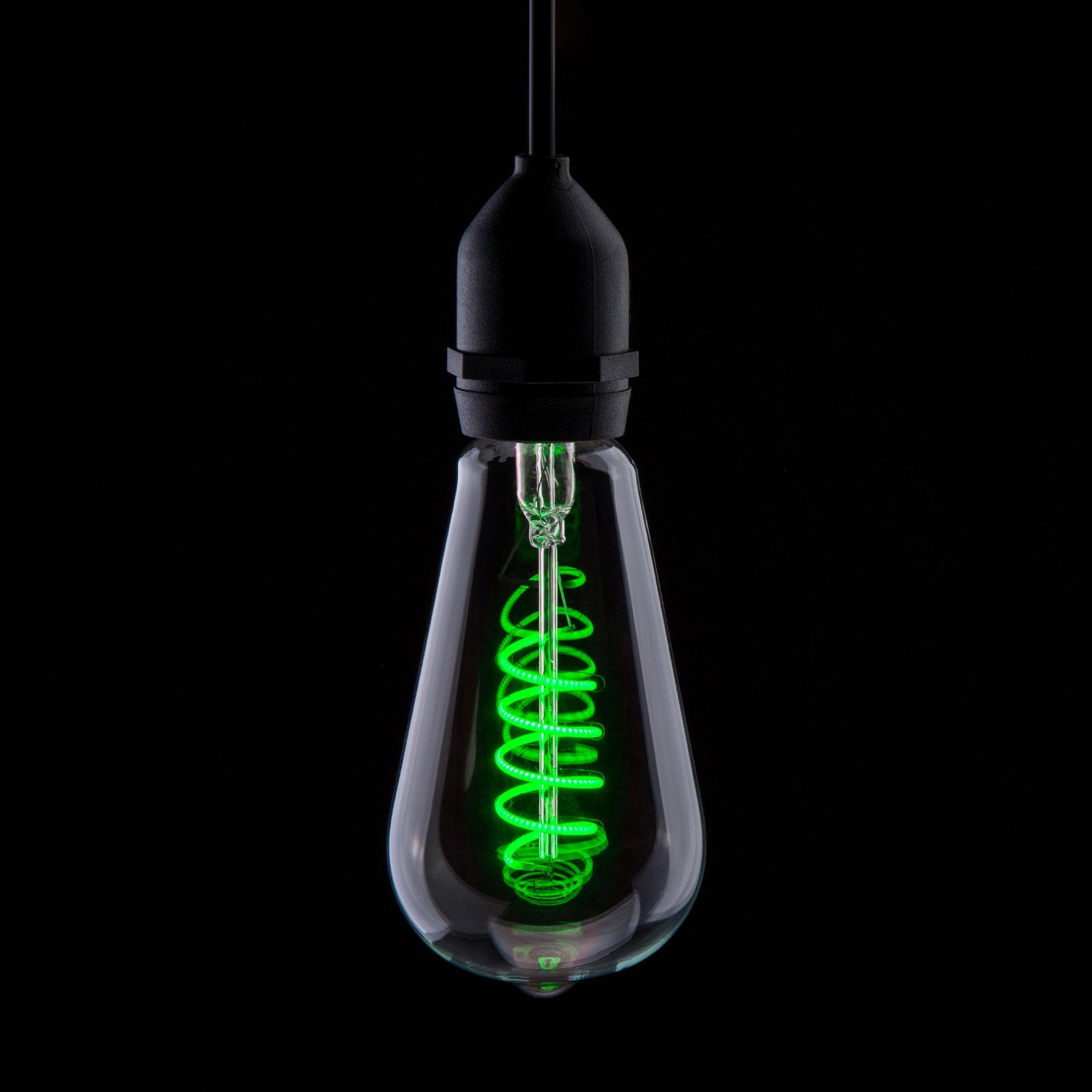 Prolite 4W LED ST64 Spiral Funky Filament Lamp ES Green - Main View
