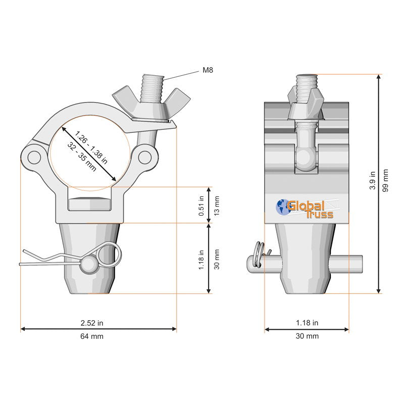 Global Truss F24 Half Coupler to Half Conical (81700) - Alternate View 1
