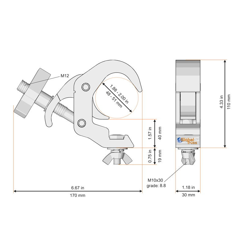 Global Truss Self Locking Easy Clamp Black (5073-1B) - Main View