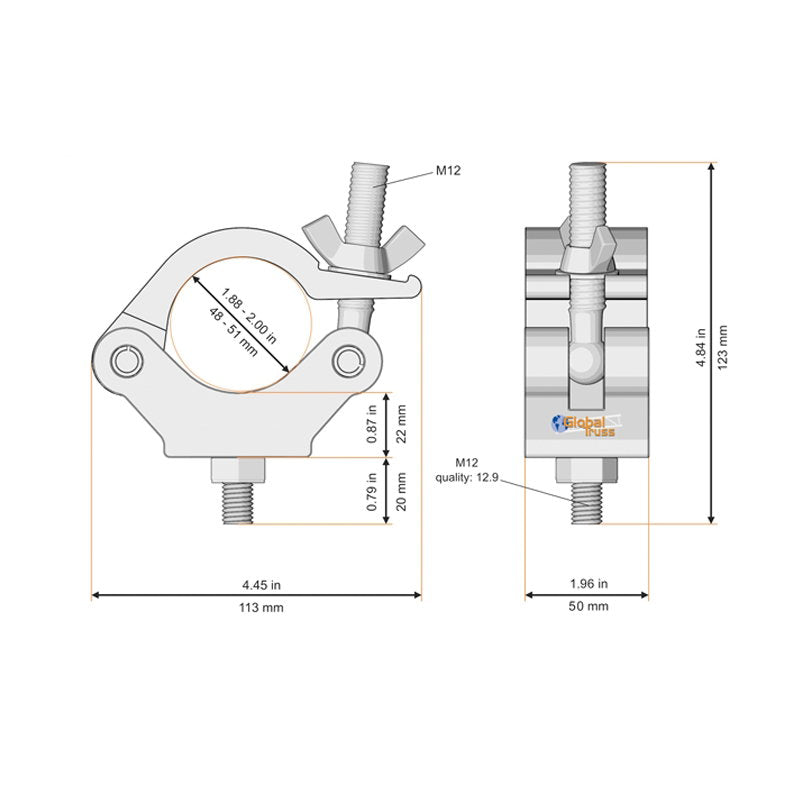 Global Truss Half Coupler 750kg Silver (8121) - Main View