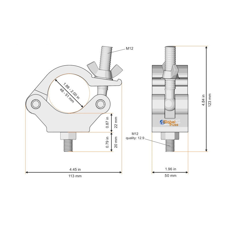 Global Truss Half Coupler 750kg Black (8121-B) - Alternate View 1