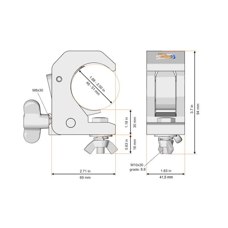 Global Truss Smart Hook Clamp Black (5075-1B) - Main View