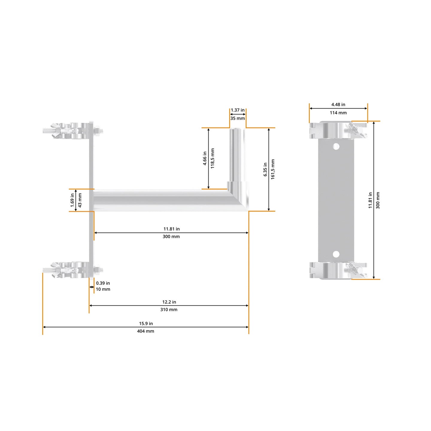 Global Truss 35mm Speaker Mount for F31-45 Truss - Alternate View 1