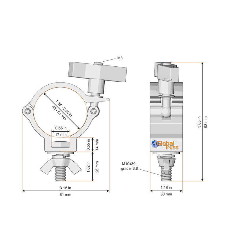 Global Truss Narrow Half Coupler Outdoor Black (812INOUTDOOR-B) - Alternate View 1