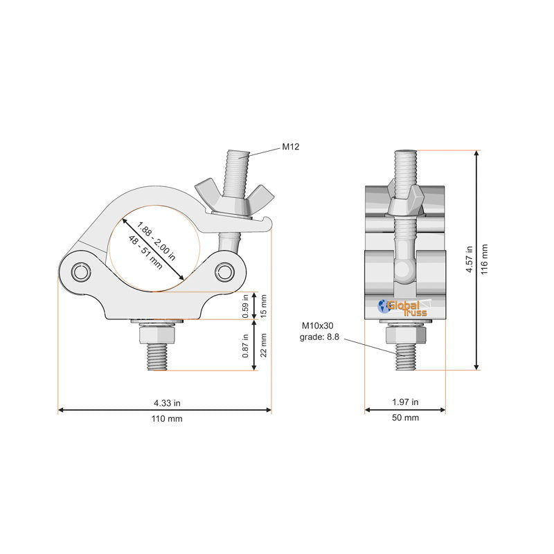Global Truss Half Coupler Outdoor Black (823OUTDOOR-B) - Main View