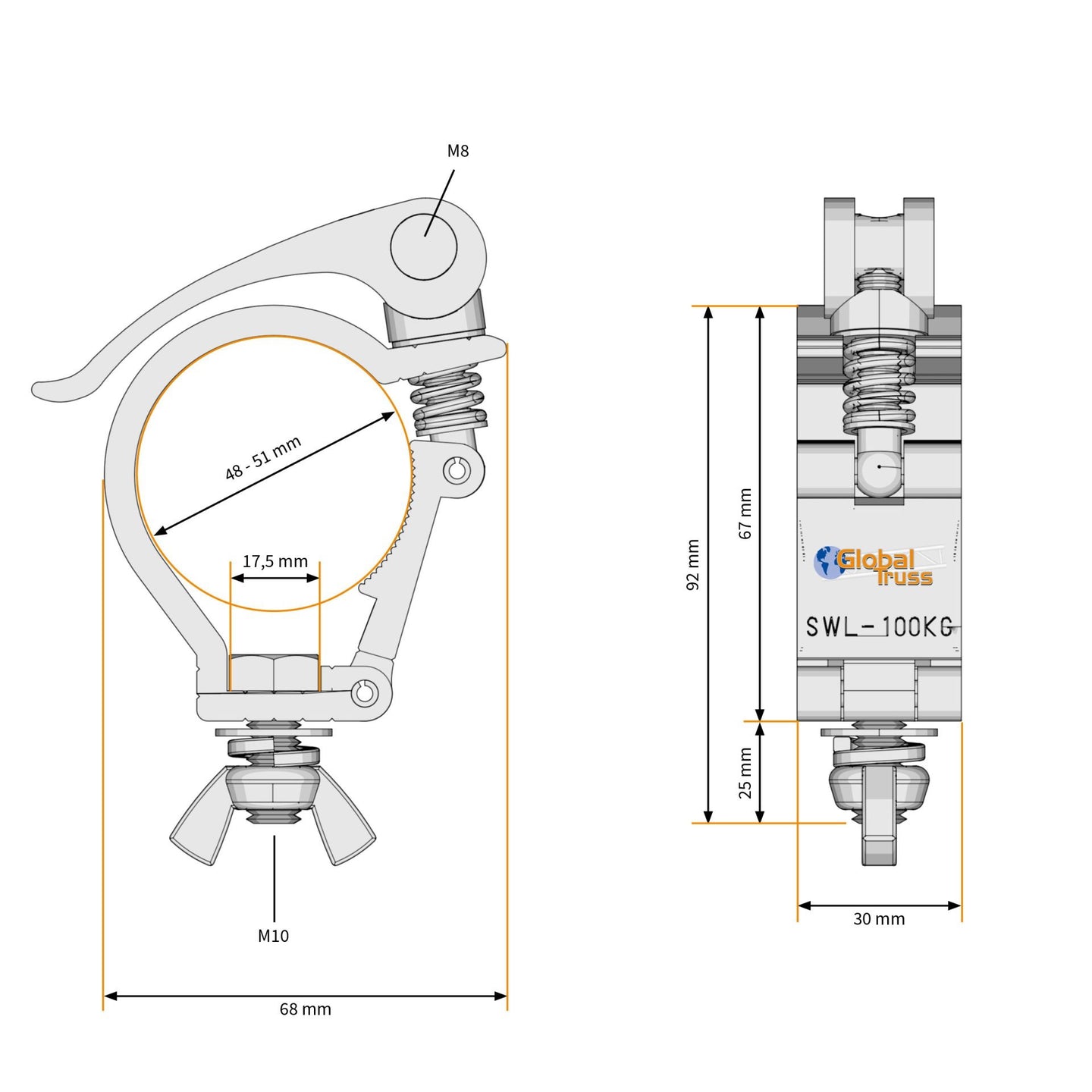Global Truss Quick Hook Half Coupler Silver (812HOOKQUICK) - Main View
