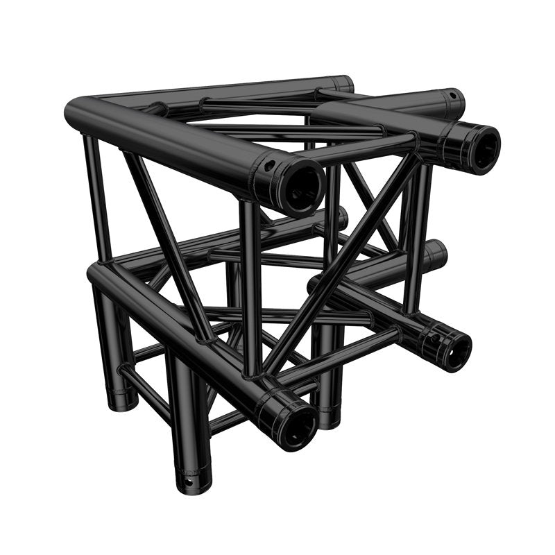 Global Truss F34 PL Stage Black 3 Way 90 Degree Corner (4126-30PL-B) - Back Panel and Connections