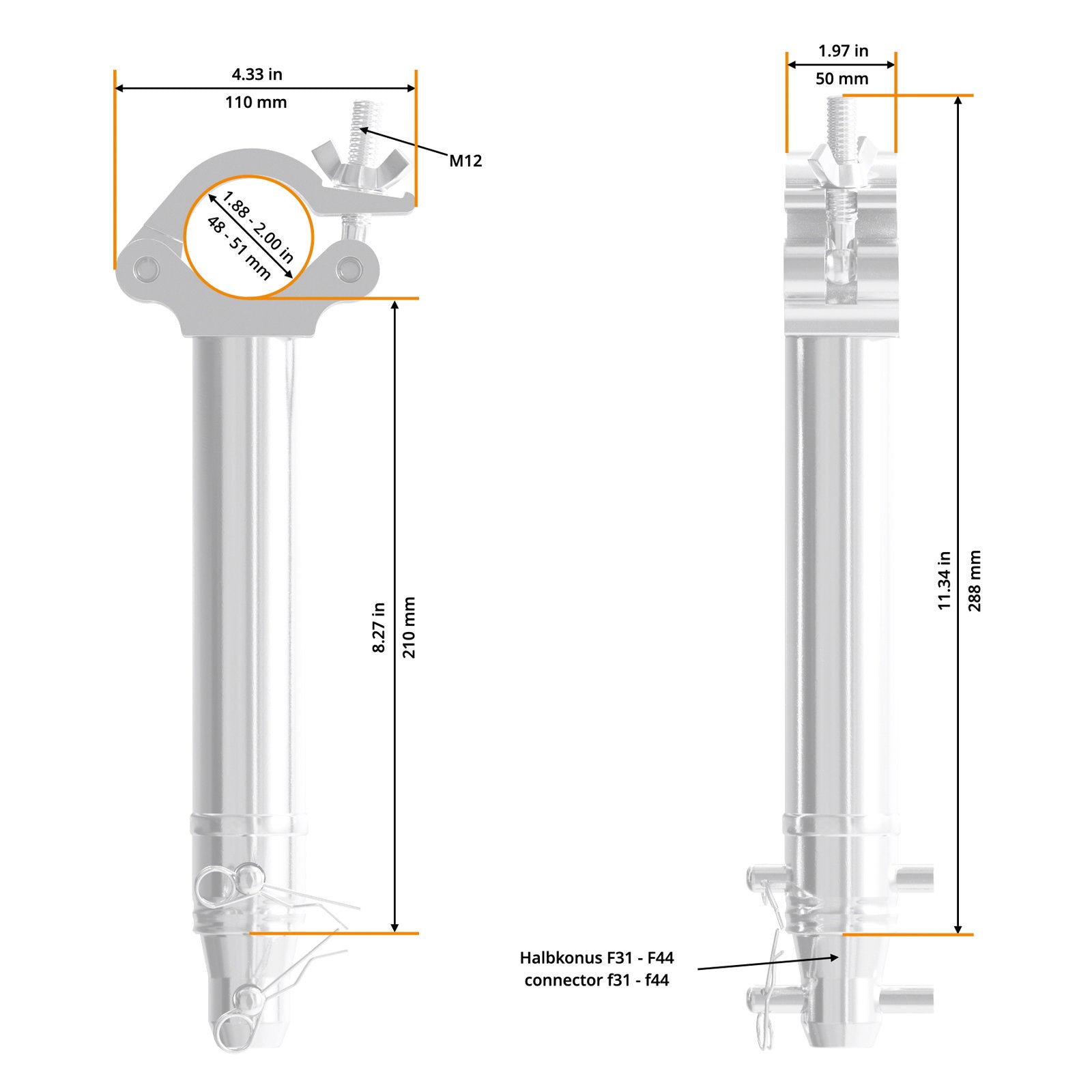 Global Truss 210mm Half Coupler Spacer (5055) - Alternate View 1