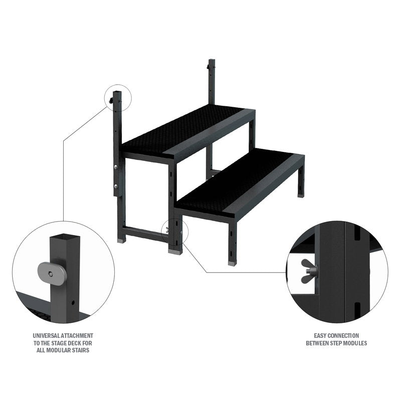 Global Truss GT Stage Deck 20cm Modular Stair - Back Panel and Connections