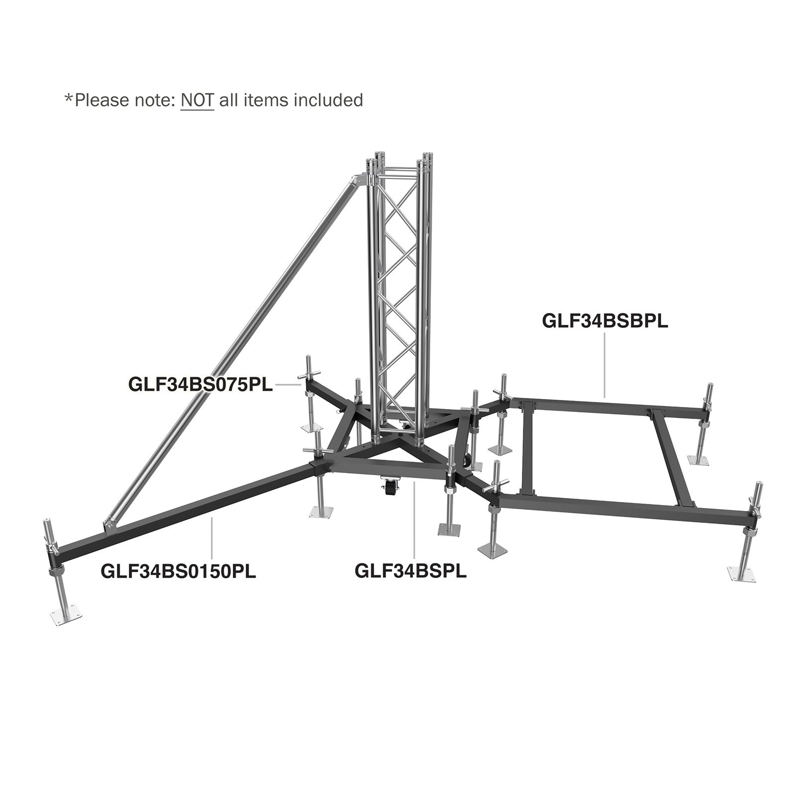 Global Truss Ground Support F34 PL BSB Steel Ballast Outrigger - Back Panel and Connections