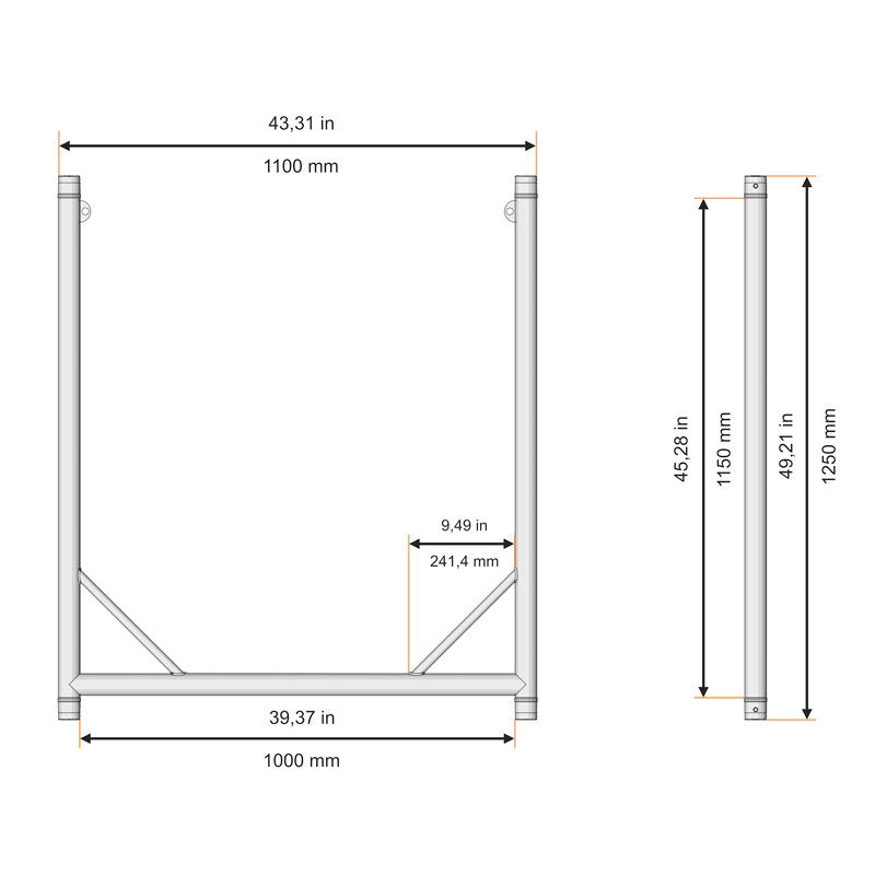 Global Truss F31PL Modular U Frame Stage Black 1000mm (F62125D PL) - Main View