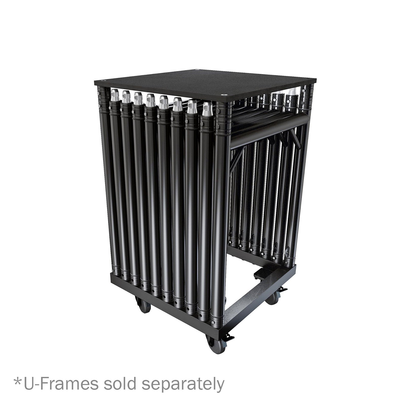 Global Truss F31PL Modular U Frame Stage Black Dolly 500mm - Back Panel and Connections