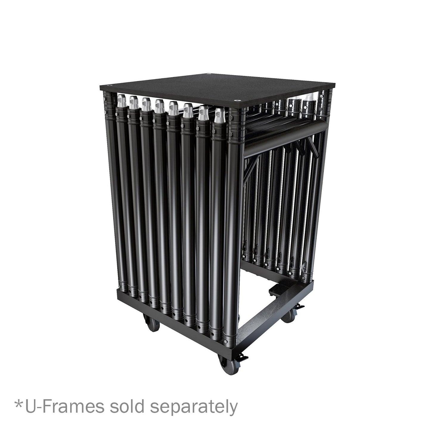 Global Truss F31PL Modular U Frame Stage Black Dolly 500mm - Back Panel and Connections