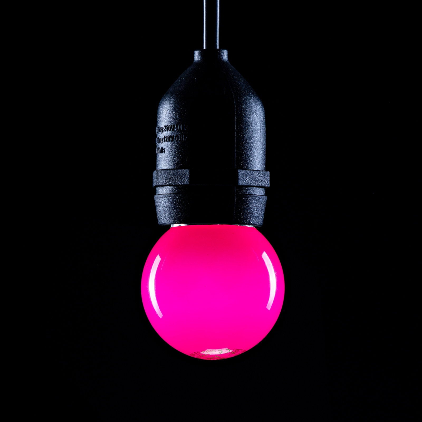 Prolite 1.5W LED Polycarbonate Golf Ball Lamp BC Pink - Back Panel and Connections