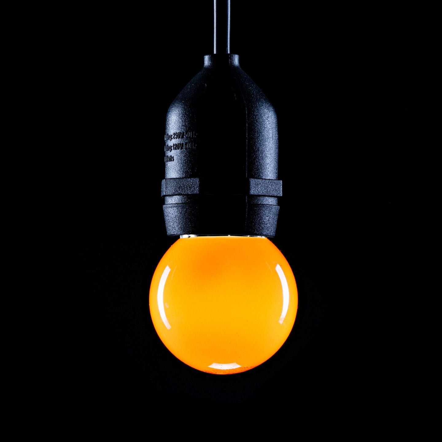 Prolite 1.5W LED Polycarbonate Golf Ball Lamp ES Orange - Back Panel and Connections