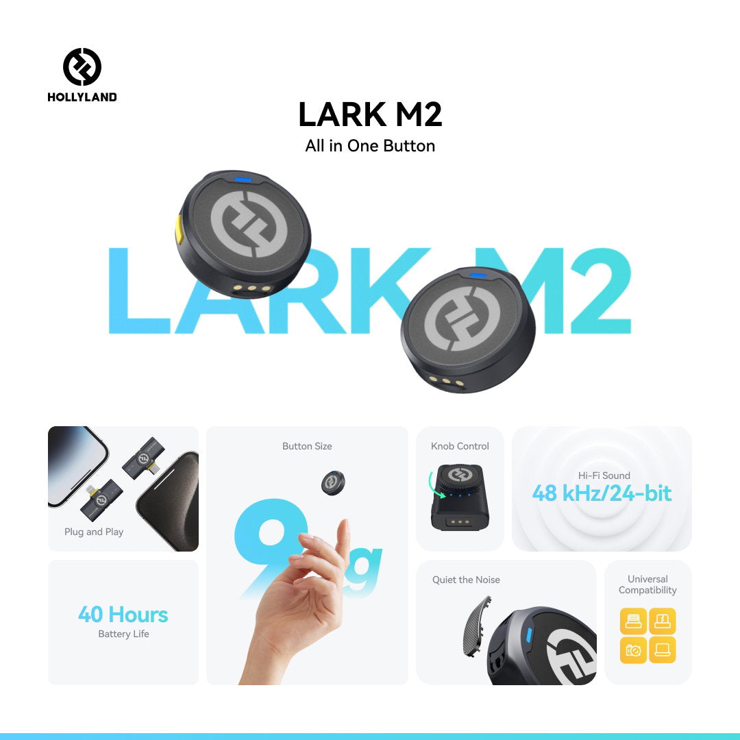 HOLLYLAND Wireless Lavalier Microphone Combo LARK M2 Combo (Shine Charcoal) - Alternate View 12