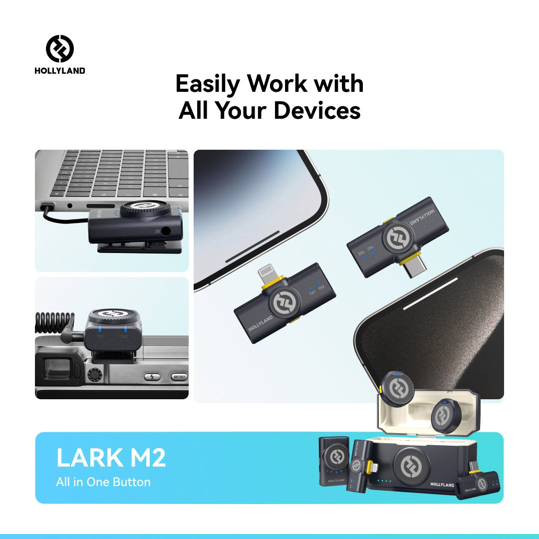 HOLLYLAND Wireless Lavalier Microphone Combo LARK M2 Combo (Shine Charcoal) - Alternate View 9