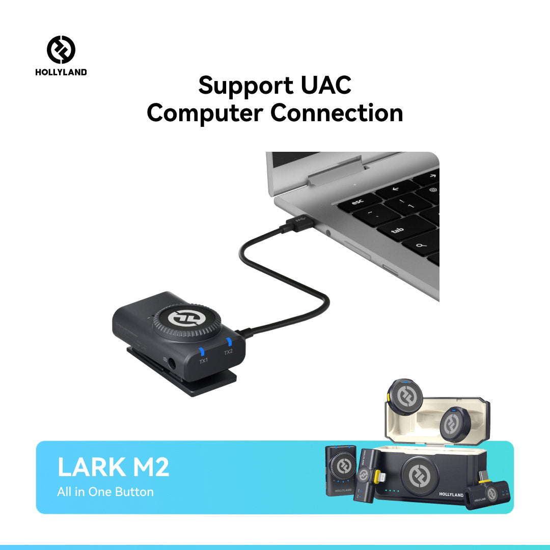 HOLLYLAND Wireless Lavalier Microphone Combo LARK M2 Combo (Shine Charcoal) - Alternate View 6