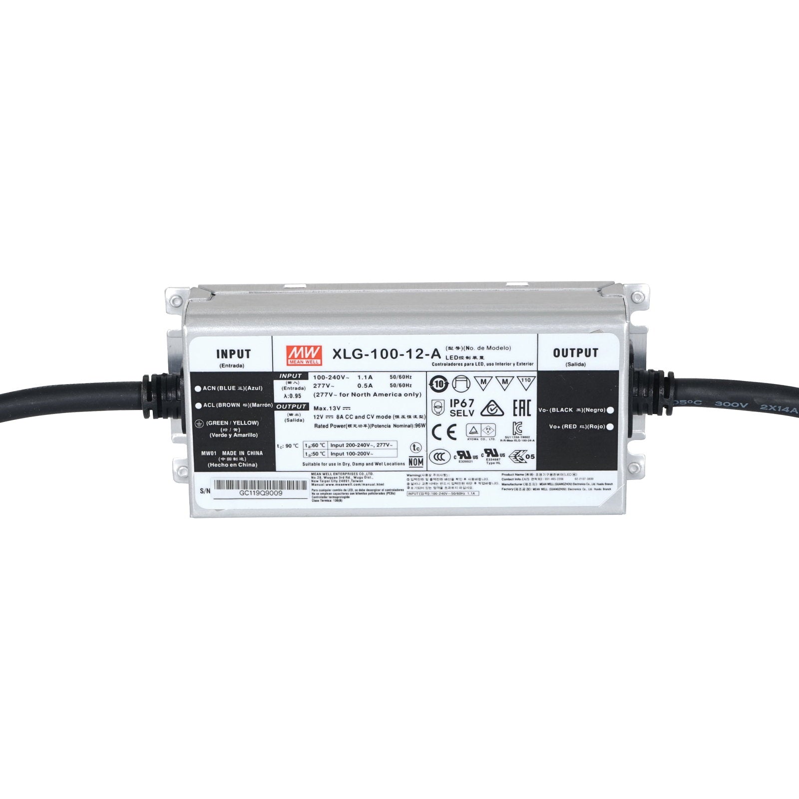LEDJ Visio Meanwell XLG-100-12-A 12Vdc 8A LED Power Supply - Alternate View 1