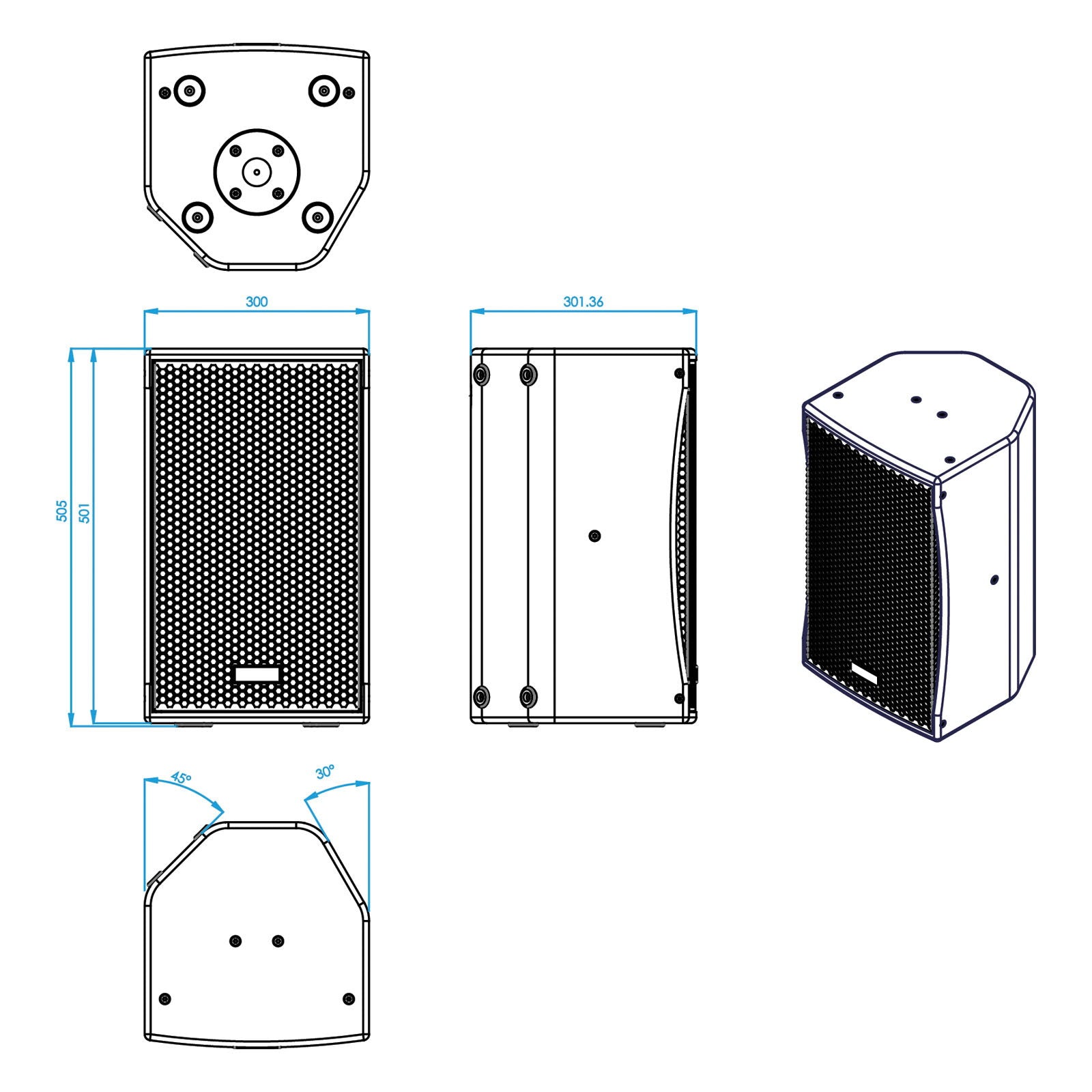 Lynx Pro-Audio BS-10 10" 600W Loudspeaker Black - Back Panel and Connections