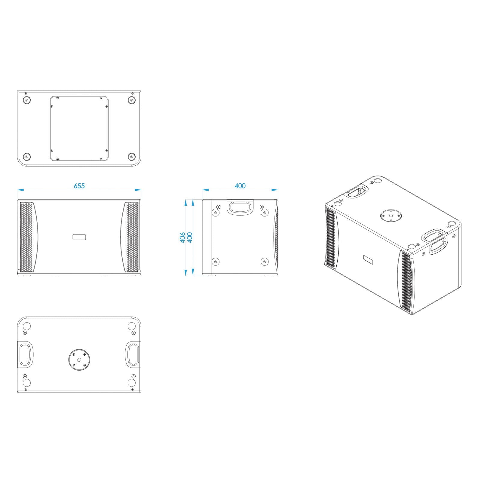 Lynx Pro-Audio BS-112 12" 1000W Subwoofer Black - Back Panel and Connections