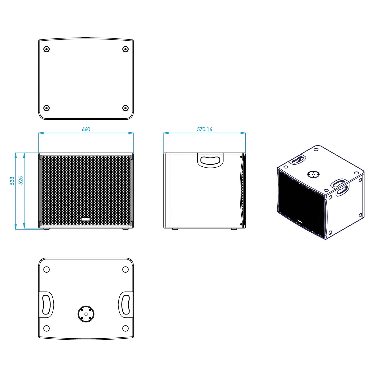 Lynx Pro-Audio BS-118 18" 1200W Subwoofer Black - Back Panel and Connections