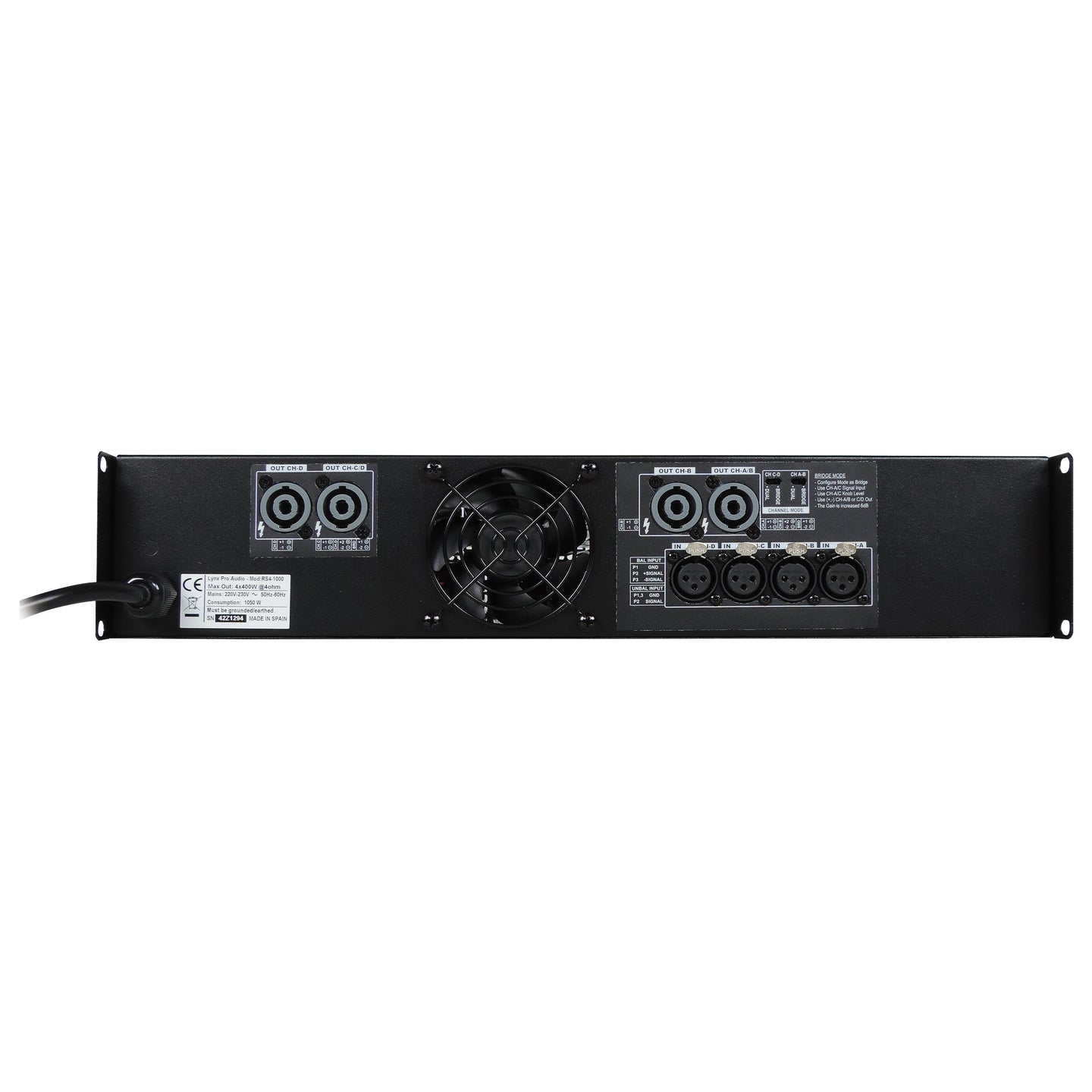Lynx Pro-Audio RS2-1000 2 x 500W Power Amplifier - Alternate View 1