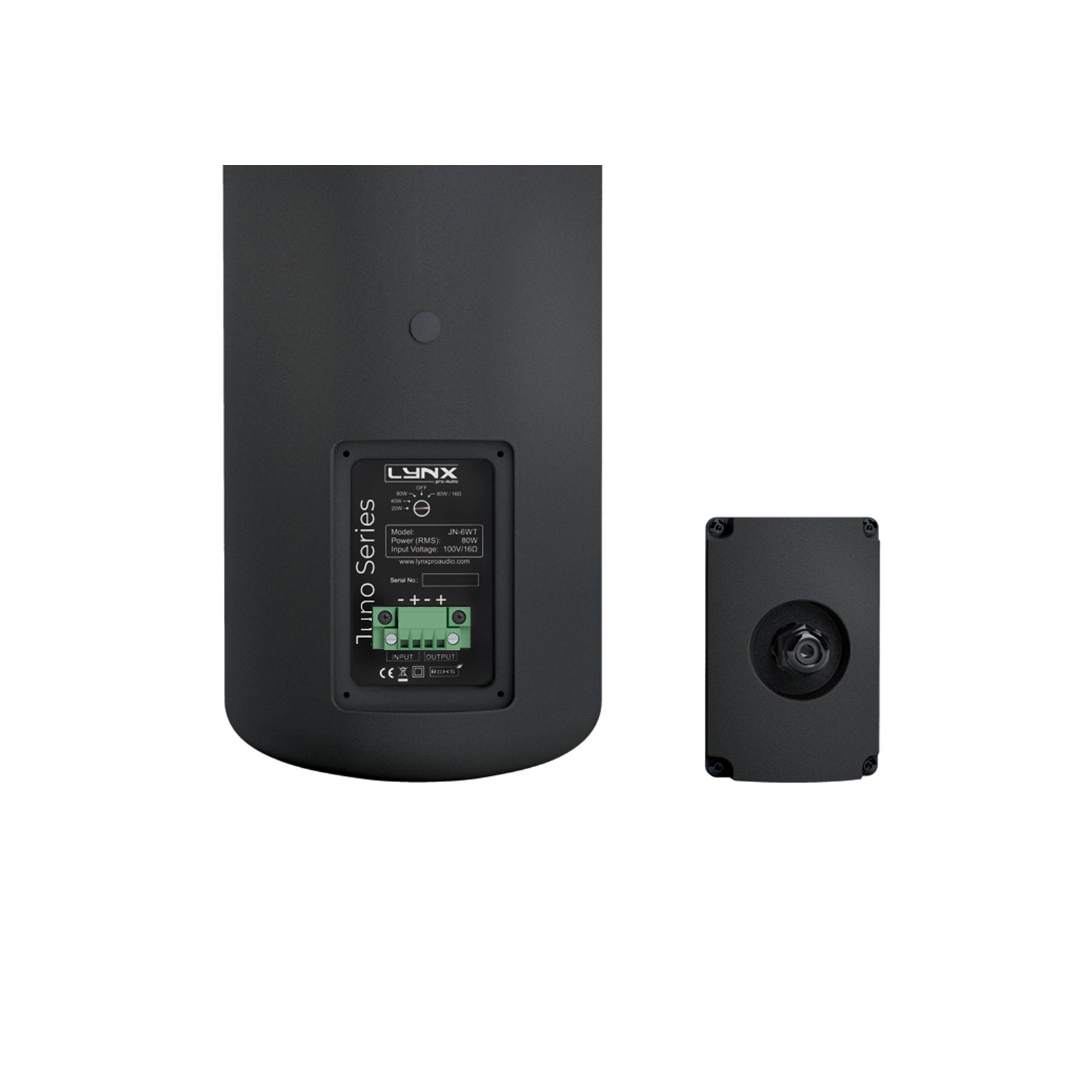 Lynx Pro-Audio JUNO JN-6T 80W Black Loudspeaker 100V/16 Ohm - Back Panel and Connections