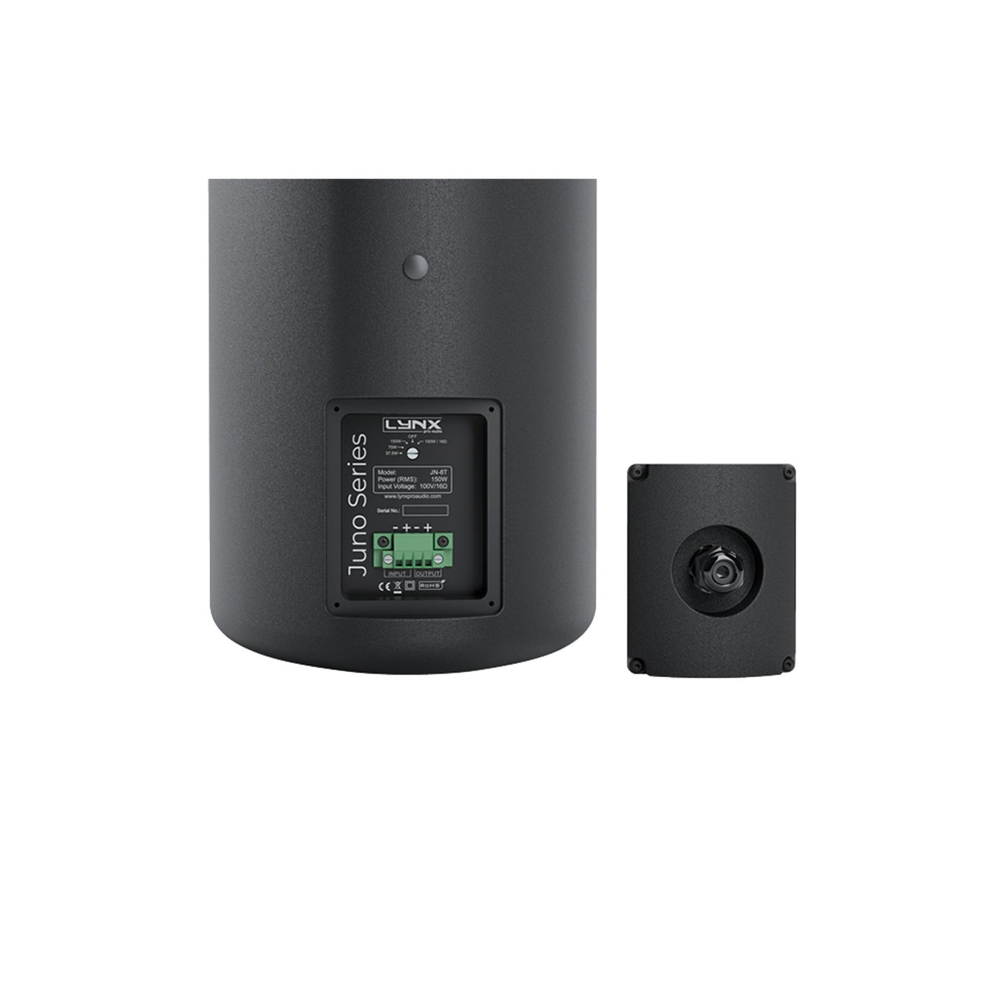 Lynx Pro-Audio JUNO JN-8T 150W Black Loudspeaker 100V/16 Ohm - Back Panel and Connections